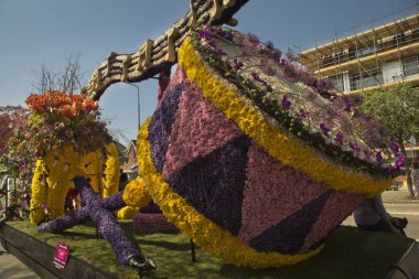 Sassenheim, Hollanda, 21 Nisan 2018. Çiçek Geçidi, Bloemencorso. 