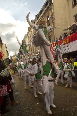 Köln, Almanya, 12 Şubat 2018. Geleneksel karnaval geçit karnaval maskesi.