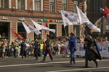 Saint-Petersburg, Rusya. 27 Mayıs 2018. St. Petersburg'da Şehir Günü, Rusya. Nevsky Prospect boyunca Kostüm geçit töreni. 