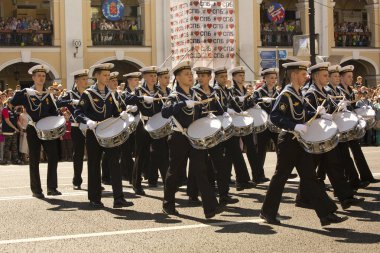 Saint-Petersburg, Rusya. 27 Mayıs 2018. St. Petersburg'da Şehir Günü, Rusya. Nevsky Prospect boyunca Kostüm geçit töreni.