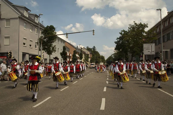 Ludwigsburg Duitsland Juni 2018 Paardenmarkt Pferdemarkt Kostuum Parade Het Centrum — Stockfoto