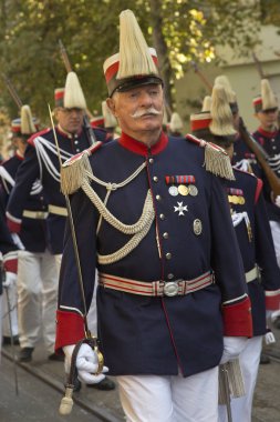 Stuttgart, Almanya, 30 Eylül 2018. Stuttgart'ta Volksfest. Şehir merkezinden geçen yürüyüş.