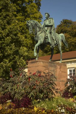 STUTTGART, GERMANY, 30 SEPTEMBER 2018.  Statue of emperor Wilhelm I in Kurpark, Bad-Cannstatt, Stuttgart, Germany.