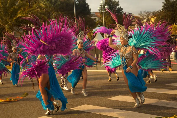 Nice France Février 2019 Traditionnel Défilé Masques Carnaval Nice France — Photo