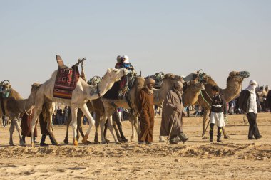 DOUZ, TUNISIA. 23 Aralık 2018 'de. Douz, Tunus 'ta Sahra Festivali.
