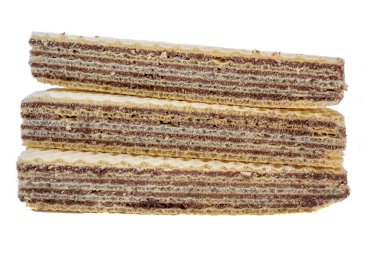 Beyaz arkaplanda izole çikolatalı gofretler 