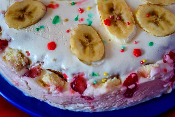 Tarta Crema Agria Con Fruta — Foto de Stock