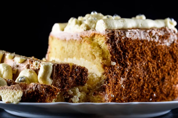 Вкусный Домашний Торт Печенья Черном Фоне — стоковое фото
