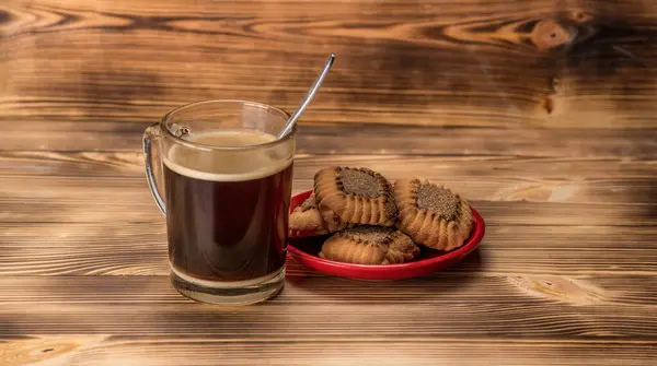 View Cup Coffee Sweets Cookies — Stock Photo, Image