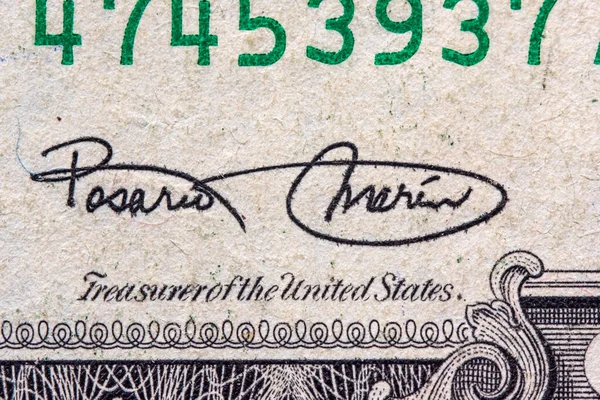 Fragment Einer Banknote Ein Amerikanischer Dollar Aus Nächster Nähe Fotografiert — Stockfoto