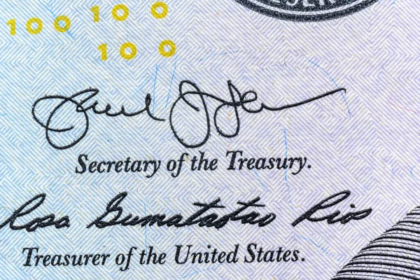 Egy Bankjegy Darabja 100 Amerikai Dollár — Stock Fotó