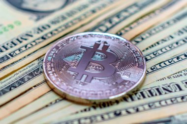 Dolar arkaplanına karşı bitcoin