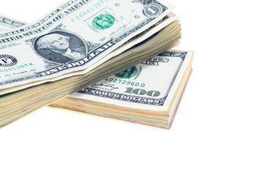 Beyaz arka planda izole edilmiş Amerikan doları desteleri..