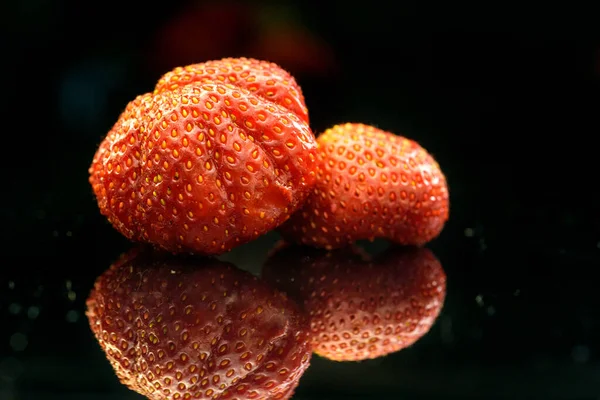 Strawberries Dark Background Close — Stock Photo, Image