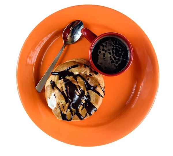Кружка Чая Апельсиновом Блюде — стоковое фото