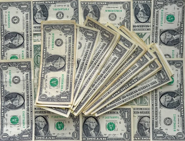 Dollar Fan Auf Dem Hintergrund Von Ein Dollar Scheinen — Stockfoto