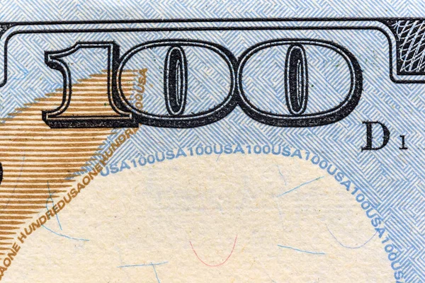 Fragment Banknote One Hundred American Dollars — Stock Photo, Image