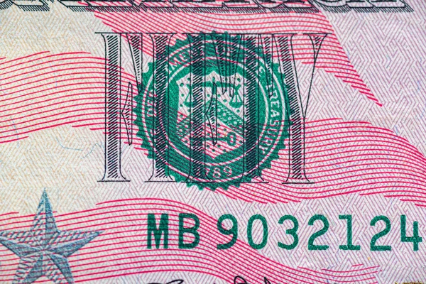 Vista Primer Plano Billete Cincuenta Dólares — Foto de Stock