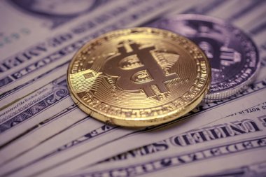Dolar arkaplanına karşı bitcoin