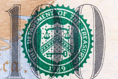 Bir banknotun bir parçası 100 Amerikan doları.