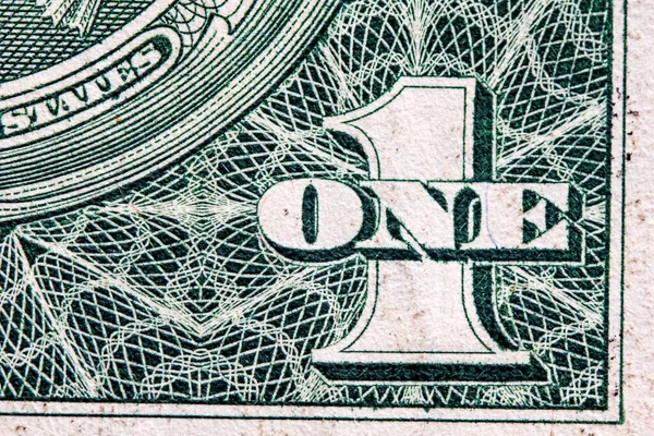 Fragment Banknote One American Dollar Photographed Close — Stock Photo, Image