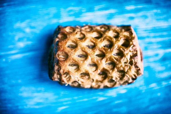 Puff Pastry Jam Wooden Background Photographed Close — Stock Photo, Image