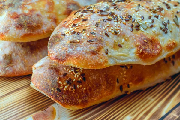 Домашний Хлеб Деревянном Фоне — стоковое фото