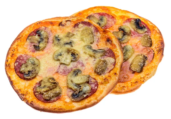 Två Italienska Pizza Isolerad Vit Bakgrund — Stockfoto