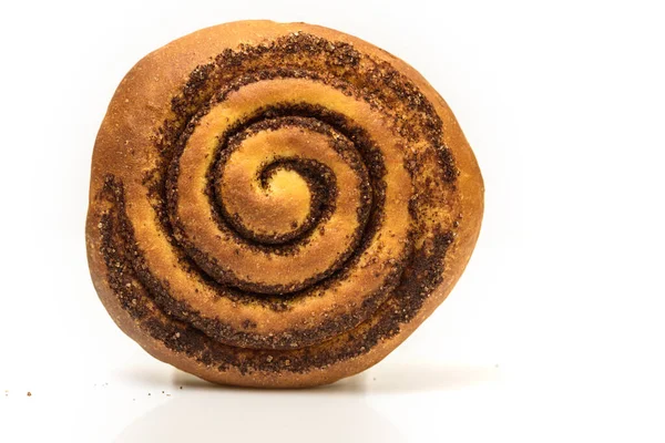 Pão Torcido Com Canela Isolada Fundo Branco — Fotografia de Stock