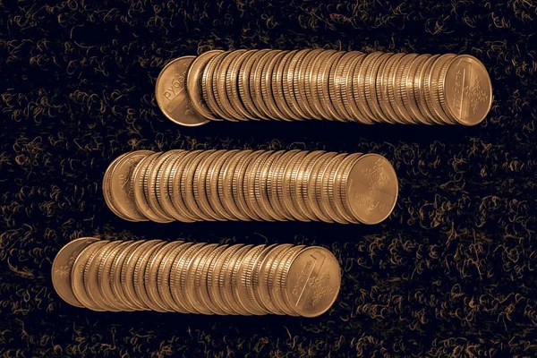 Columns Coins Dark Background — Stock Photo, Image