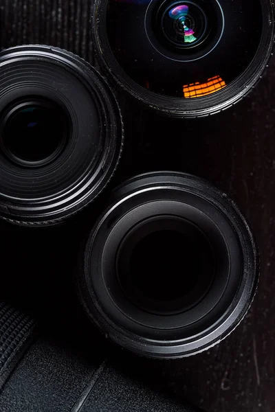 Photo Lenses Black Background — Stock Photo, Image