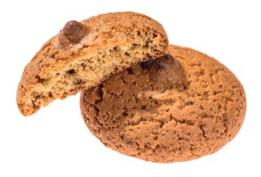 Beyaz arkaplanda yulaf ezmesi kurabiyeleri izole