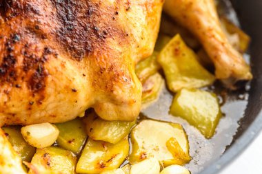 Kızarmış tavuk. Yakın çekim.