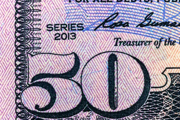 Fragment Bill Fifty Dollars — Stock Photo, Image