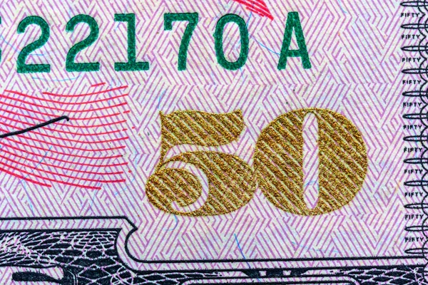 Fragment Bill Fifty Dollars — Stock Photo, Image