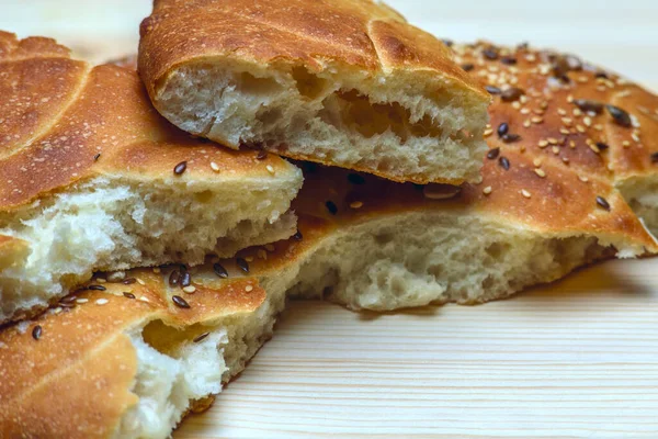 Pane Fatto Casa Tavola Legno — Foto Stock