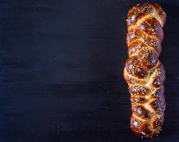 Välsmakande Challah Trä Bakgrund — Stockfoto