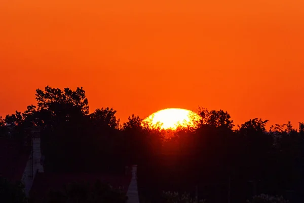 Lever Soleil Sur Ciel Rouge — Photo