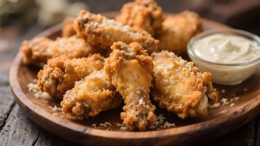 Ev yapımı parmesan soslu tavuk kanadı.