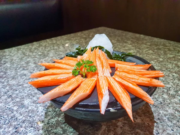 Kanikama Crab Sticks Sashimi Japansk Stil Färska Tjäna Isen Med — Stockfoto