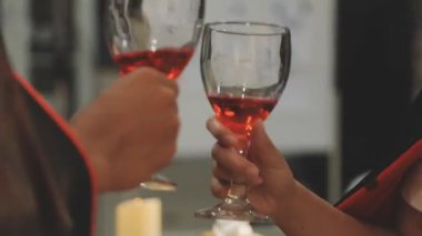 kırmızı şarap ile toasting kadın