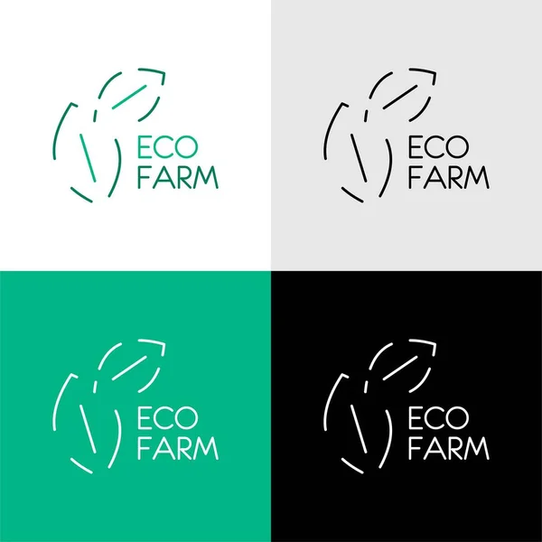 Eko Çiftlik Logo Tasarımı. Doğa Yaprak Yeşil Logo Tasarım Kavramları Seti. Çevre Logosu Şablon Vektörü. Simge Simgesi
