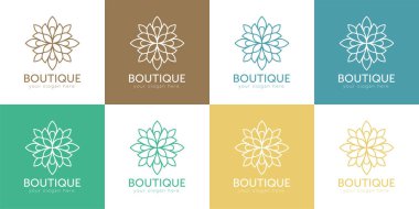 çiçekli butik logo ikonu vektör şablonu