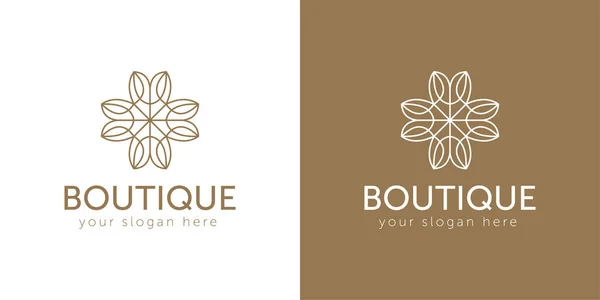 Logotipo boutique icono vector plantilla con flor — Vector de stock