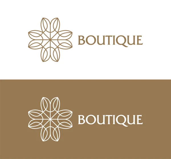 Boutique Logo Symbol Vektor-Vorlage mit Blume — Stockvektor