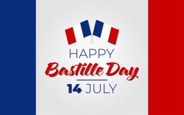 14 Temmuz Fransa Bastille Günü Kutlama Mesajı Posteri, Flyer, Kart, Arkaplan Vektör Tasarımı
