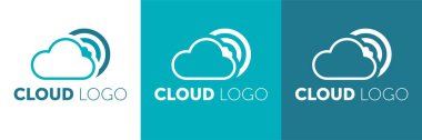 Yaratıcı Bulut Logosu Tasarımı. Okları olan mavi bulutun yaratıcı vektör simgesi.