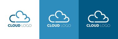 Yaratıcı Bulut Logosu Tasarımı. Okları olan mavi bulutun yaratıcı vektör simgesi.
