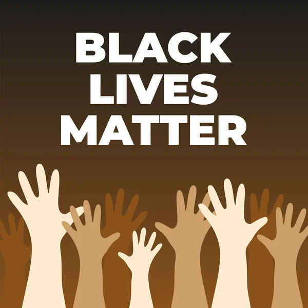 Schluss mit Rassismus. Schwarze Leben zählen. Afroamerikanische Armgeste. Antidiskriminierung, Hilfe bei der Bekämpfung von Rassismus, Politik Toleranz Akzeptanz Banner Konzept. Gleichberechtigung im Vetorecht vereint. — Stockvektor