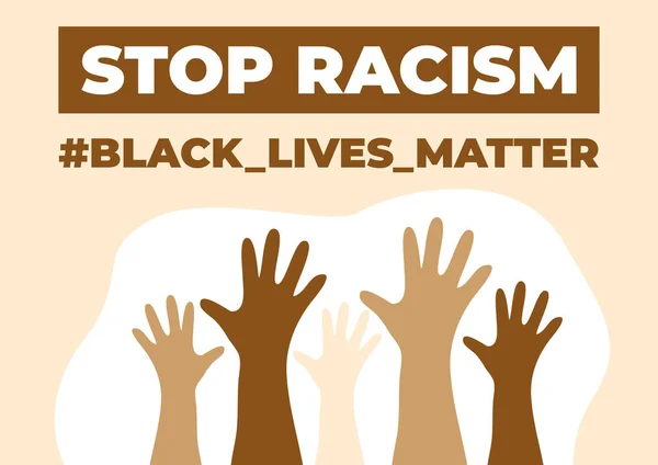 Zatrzymaj ikonę rasizmu. Plakat motywacyjny przeciwko rasizmowi i dyskryminacji. Różne rasy trzymają się razem. Ilustracja wektora — Wektor stockowy